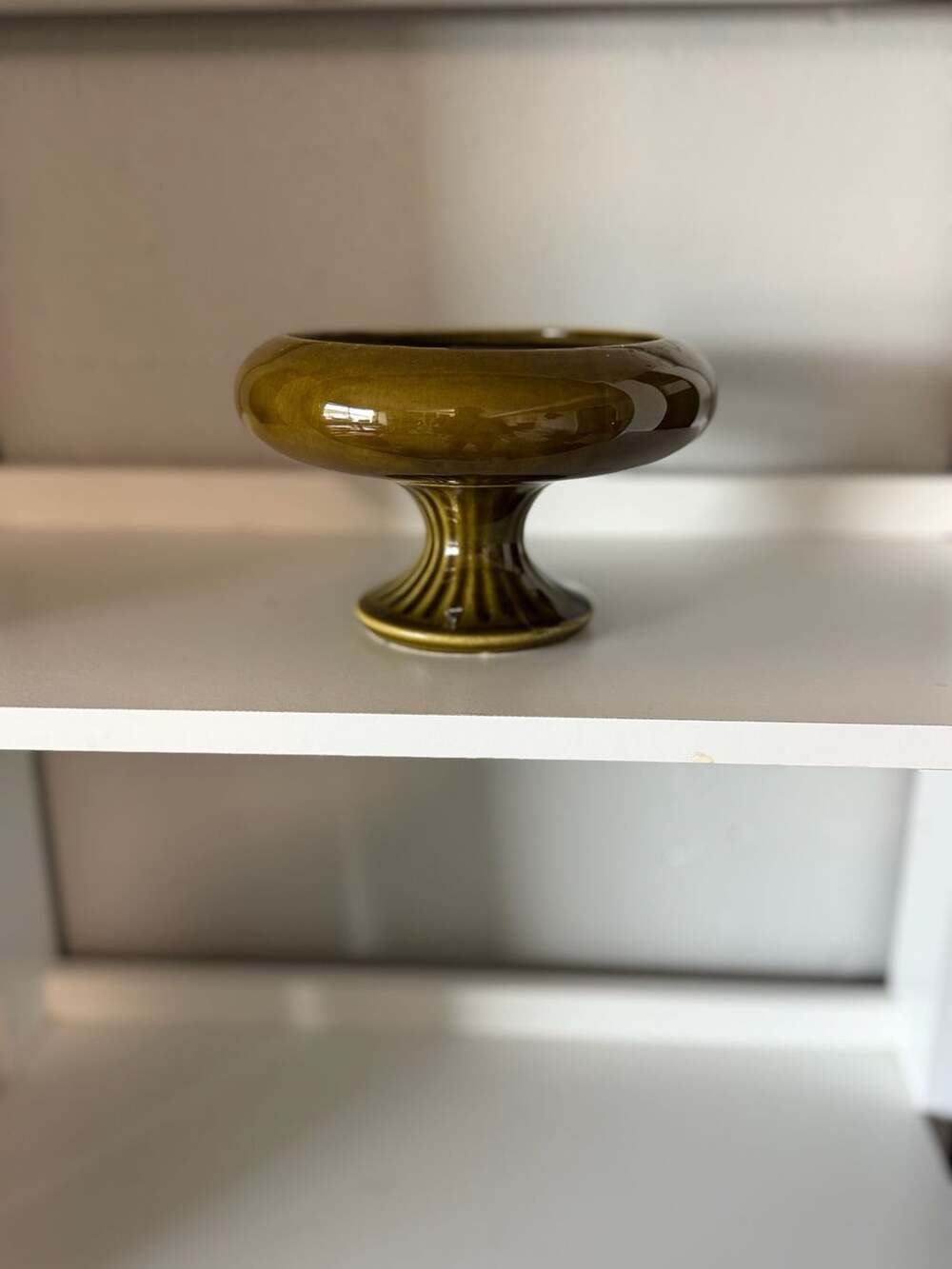 Vintage Floraline McCoy Avocado Green Pottery Compote Dish Planter